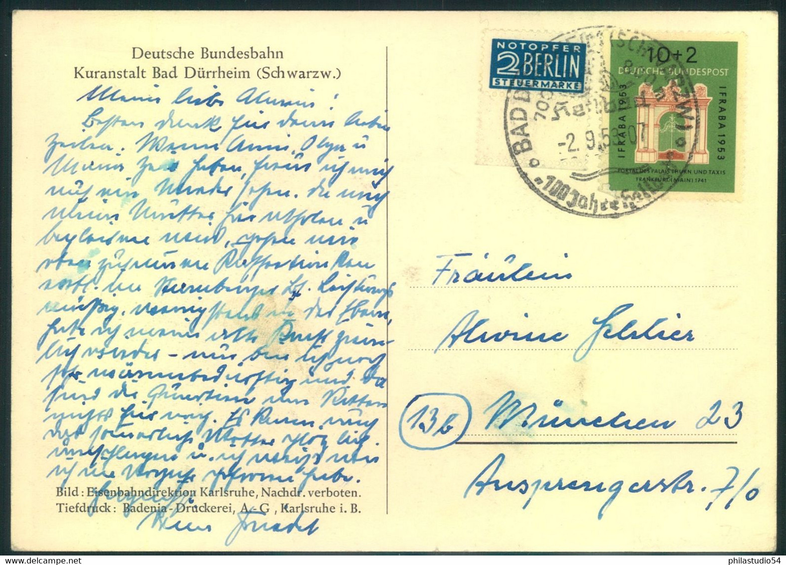 1953,10 Pfg. IFRABA Auf Postkarte - Other & Unclassified