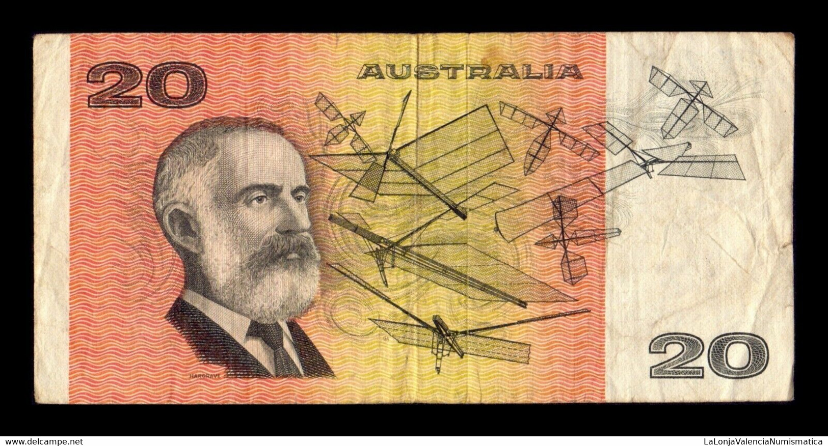 Australia 20 Dollars 1974-1994 Pick 46a BC/MBC F/VF - 1974-94 Australia Reserve Bank (Banknoten Aus Papier)