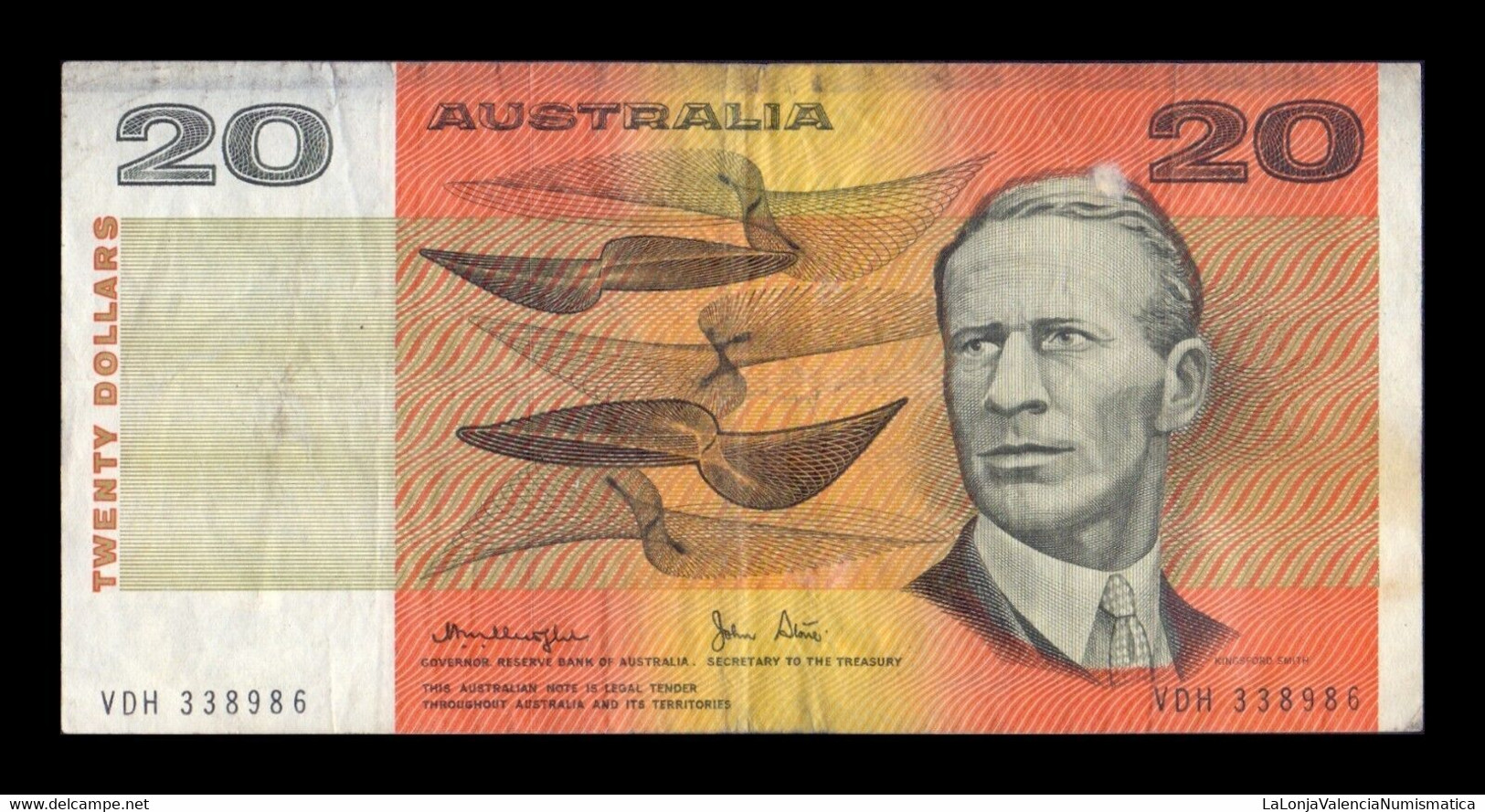 Australia 20 Dollars 1974-1994 Pick 46c BC/MBC F/VF - 1974-94 Australia Reserve Bank (papier)