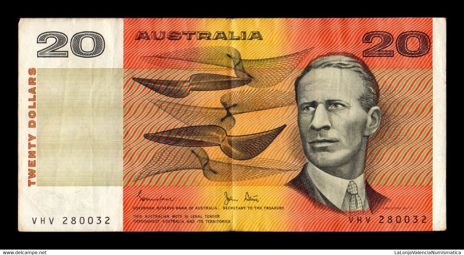 Australia 20 Dollars 1974-1994 Pick 46d BC/MBC F/VF - 1974-94 Australia Reserve Bank (Banknoten Aus Papier)