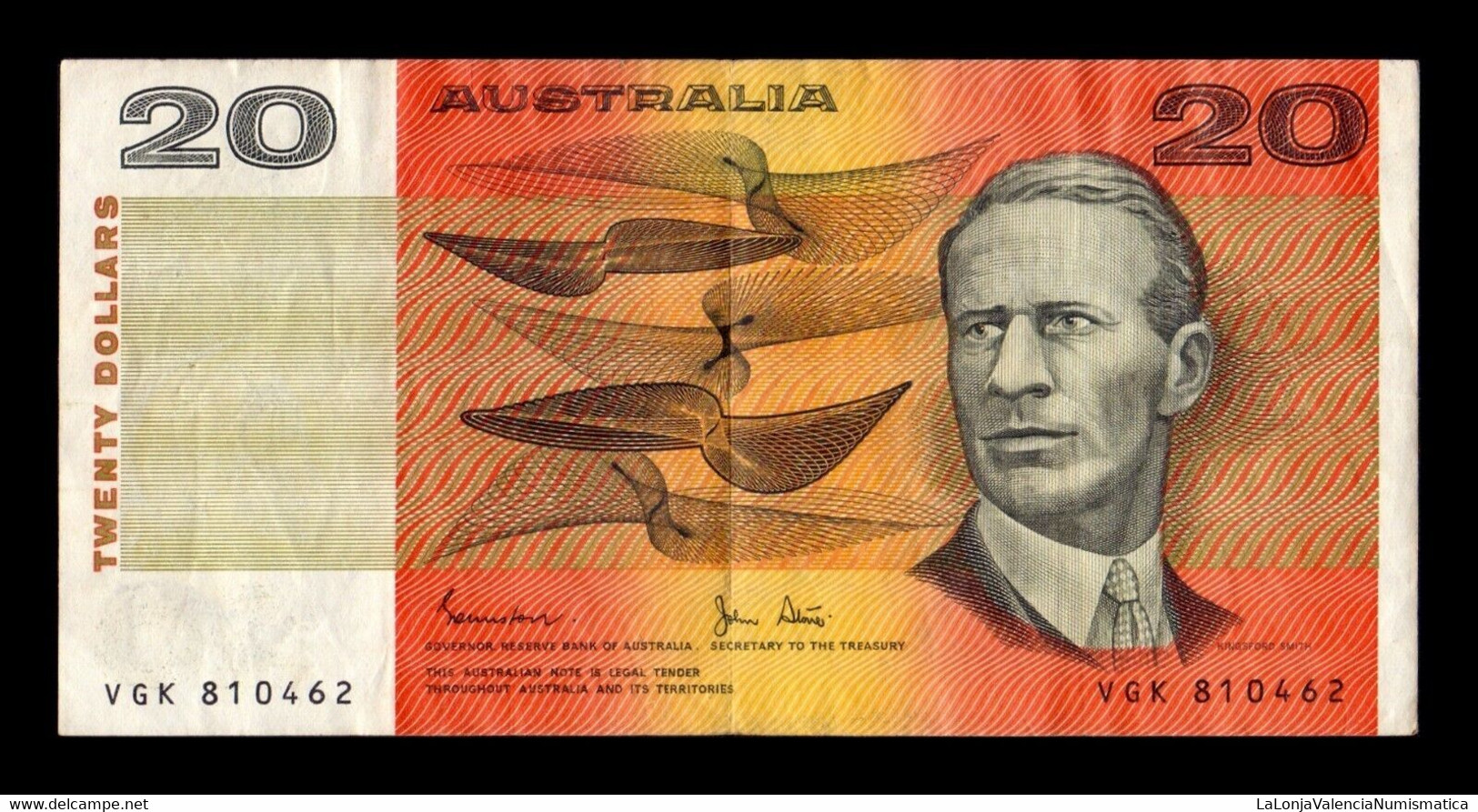 Australia 20 Dollars 1974-1994 Pick 46d BC/MBC F/VF - 1974-94 Australia Reserve Bank (Banknoten Aus Papier)