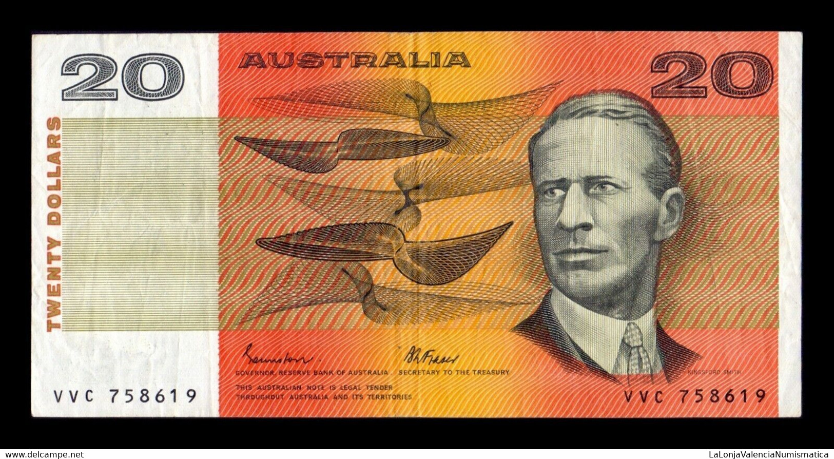 Australia 20 Dollars 1974-1994 Pick 46e BC/MBC F/VF - 1974-94 Australia Reserve Bank (Banknoten Aus Papier)