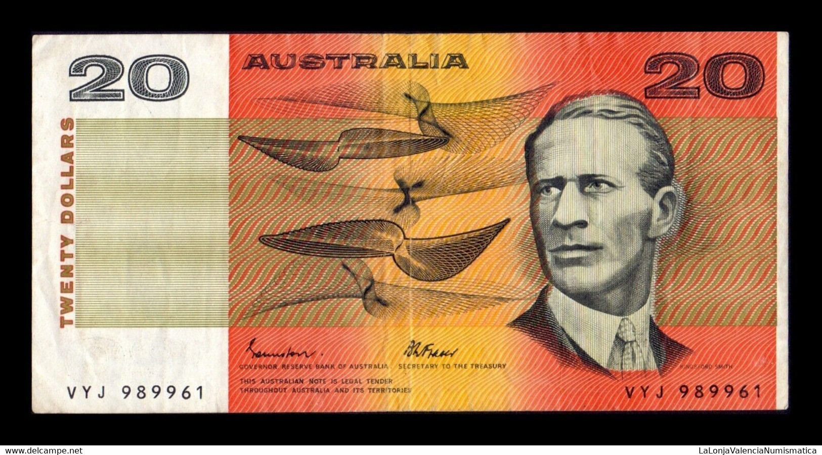 Australia 20 Dollars 1974-1994 Pick 46e BC/MBC F/VF - 1974-94 Australia Reserve Bank