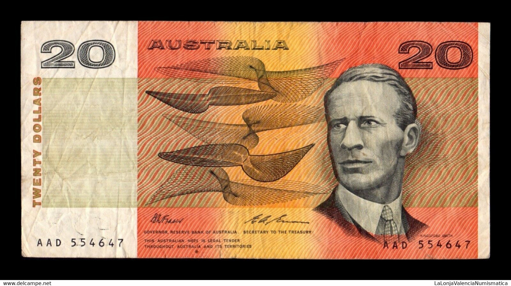 Australia 20 Dollars 1974-1994 Pick 46i BC/MBC F/VF - 1974-94 Australia Reserve Bank (Banknoten Aus Papier)