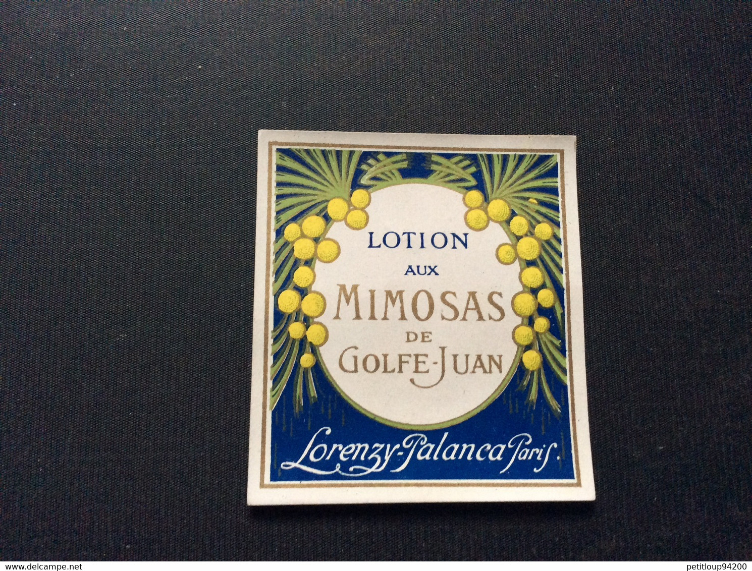 ETIQUETTE DE PARFUM  LOTION  Mimosas De Golf-Juan  LORENZY-PALANCA  Paris - Etiketten