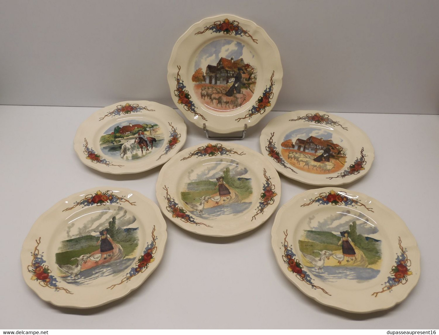 *6 ASSIETTES A DESSERT CERAMIQUE SARREGUEMINES OBERNAI H LOUX déco TABLE  E