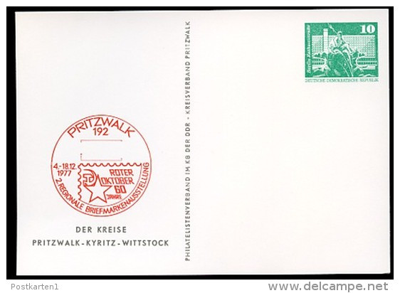 DDR PP16 D2/049 Privat-Postkarte AUSSTELLUNG Pritzwalk 1977  NGK 3,00 € - Private Postcards - Mint