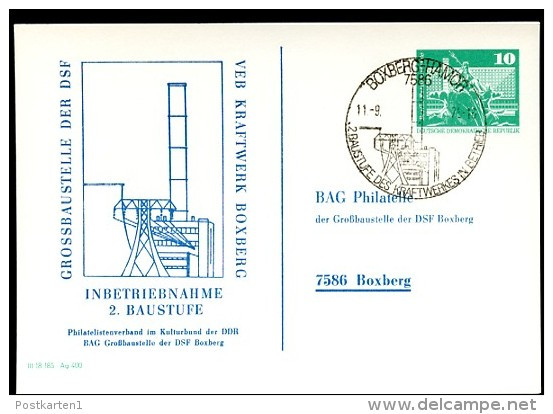 DDR PP16 B2/004b Privat-Postkarte KRAFTWERK BOXBERG Sost. 1975  NGK 4,00 € - Cartes Postales Privées - Oblitérées