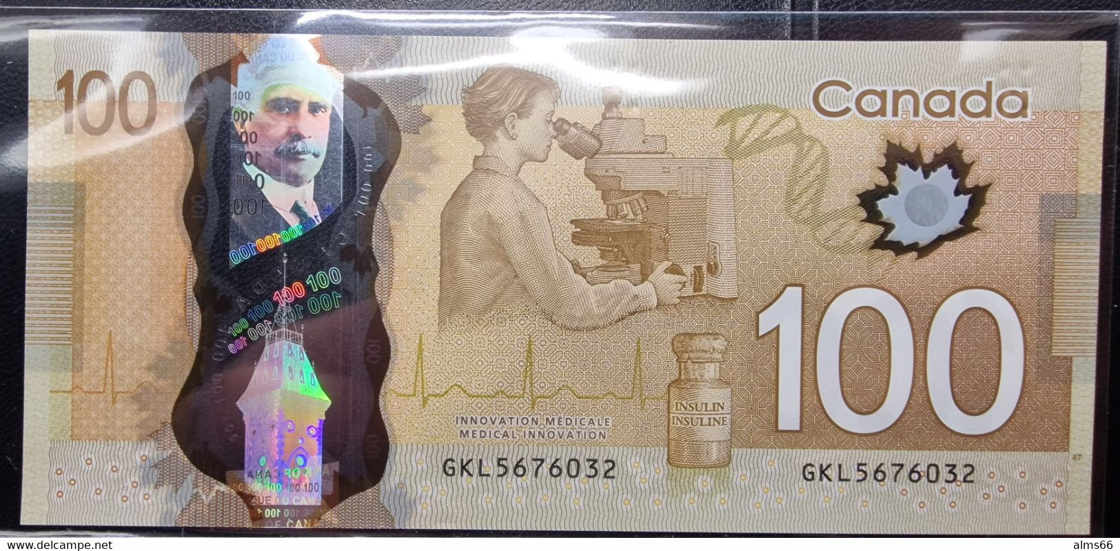 Canada 100 Dollars 2011 UNC P- 110c Polymer < Medical Innovation > - Canada