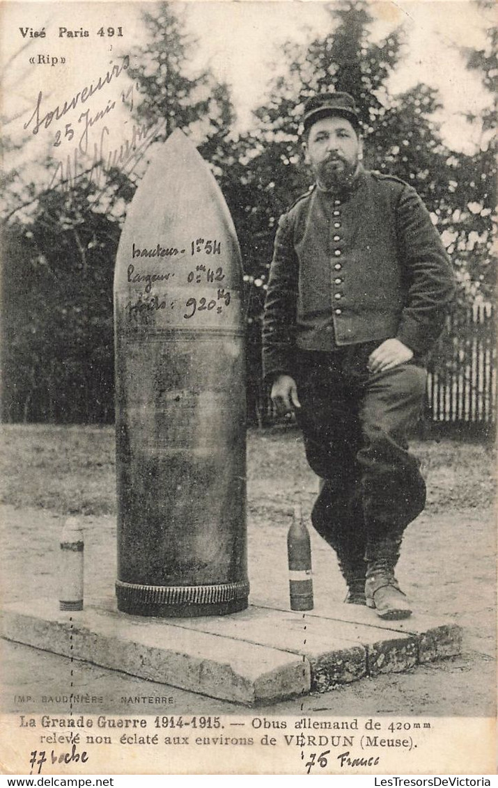 CPA Obus Allemand De 420mm Relevé Non éclaté Aux Environs De VERDUN - Militaria - Arme - Material