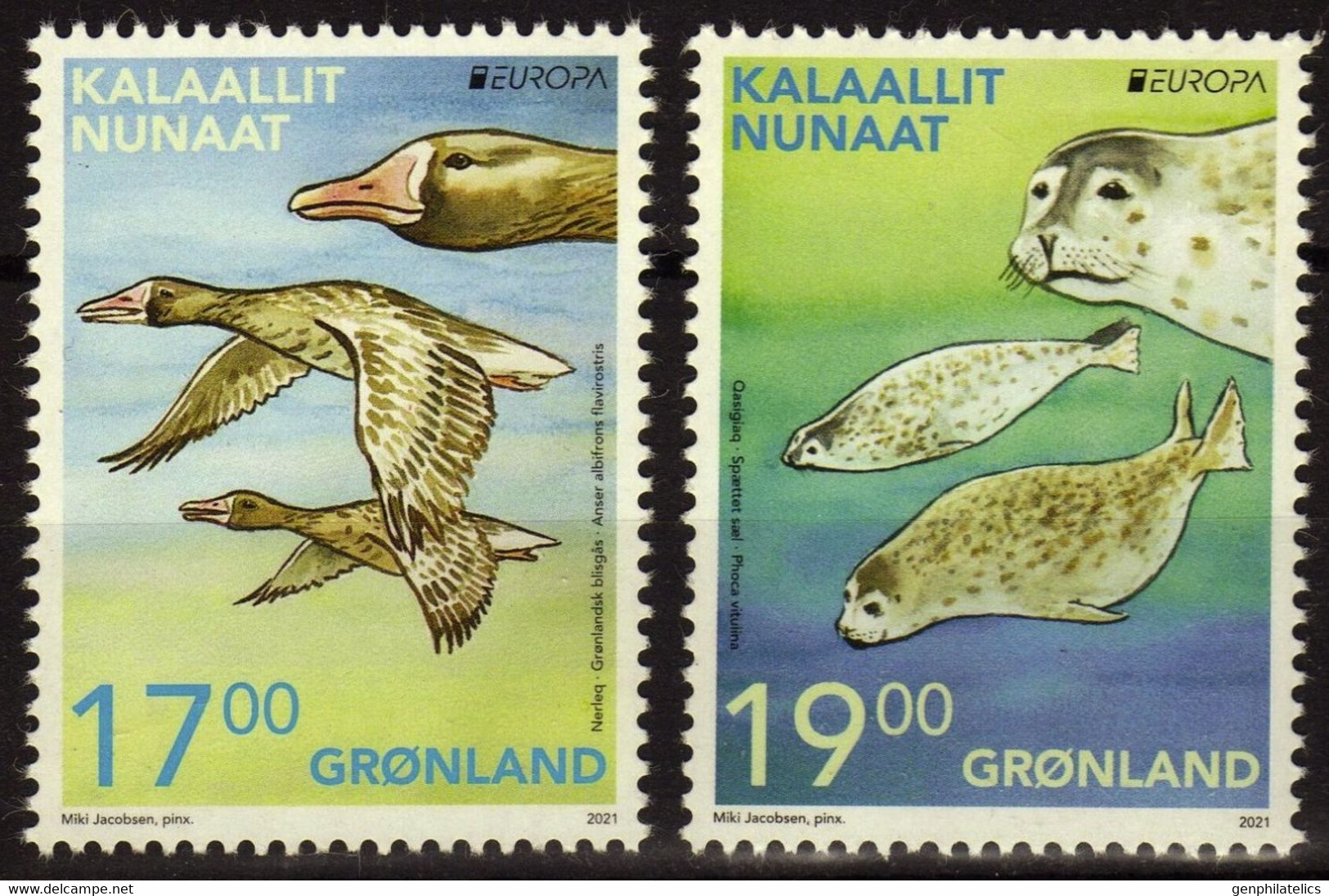 GREENLAND 2021 Europa CEPT. Endangered National Wildlife - Fine Set MNH - Unused Stamps