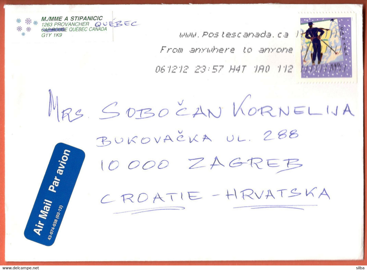 Canada 2006 / Christmas, Alpine Skiing / From Anywhere To Anyone,  Machine Stamp, Slogan / Lung Association Vignette - Storia Postale