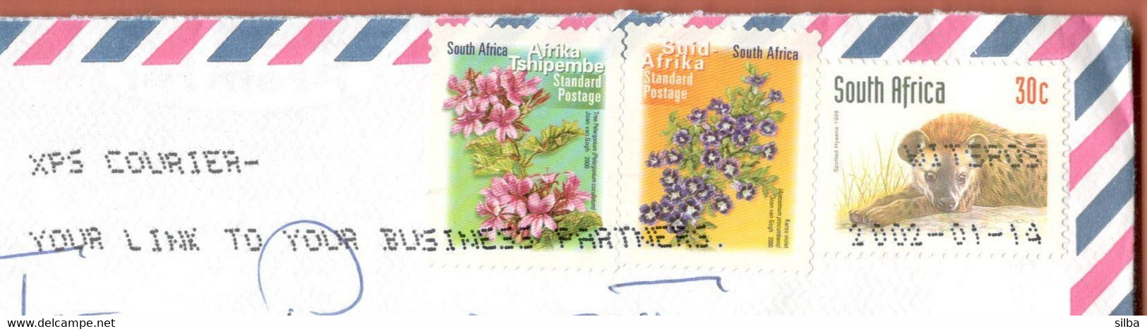 South Africa Witspos 2002 / XPS Courier - Your Link To Your Business Partners / Machine Stamp Slogan / Flowers, Hyaena - Brieven En Documenten