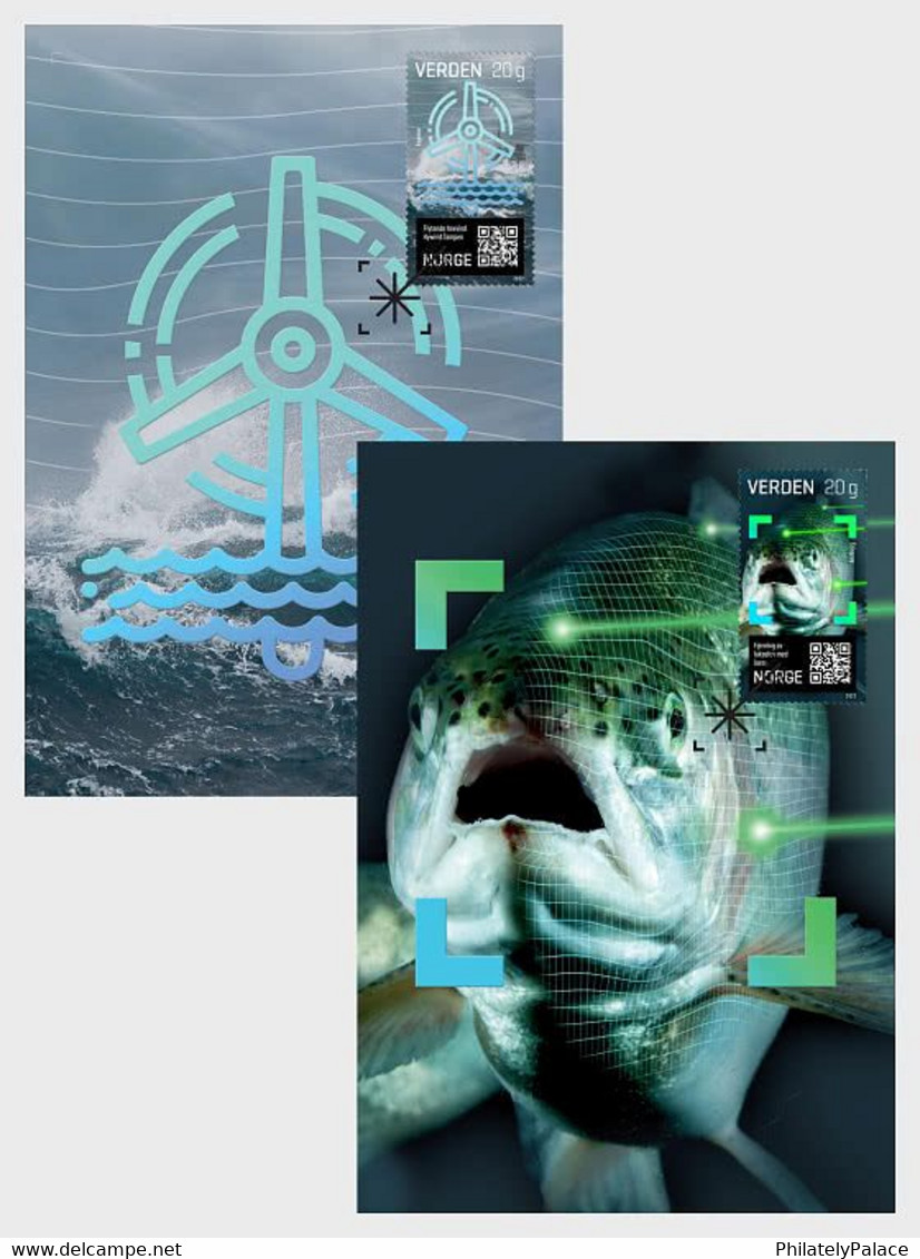 NORWAY 2022 Innovation At Sea,  Research, Innovation, Technology , Fish , Renewable Energy - Maxicard Set (**) LIMITED - Covers & Documents