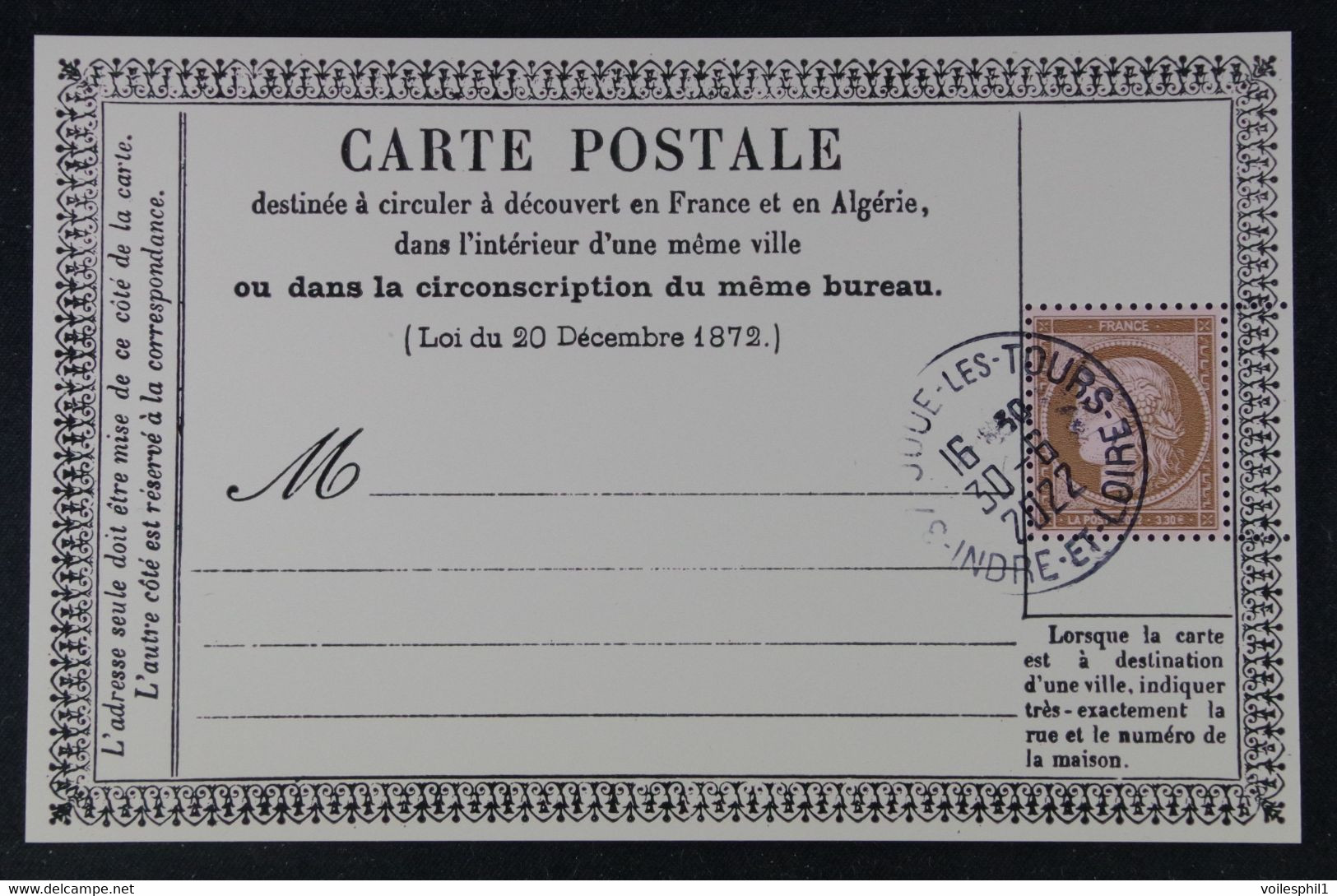 F5583 - Feuillet "la Carte Postale En France " Timbre Cérès 3.30€ Brun- Oblitéré - Used Stamps