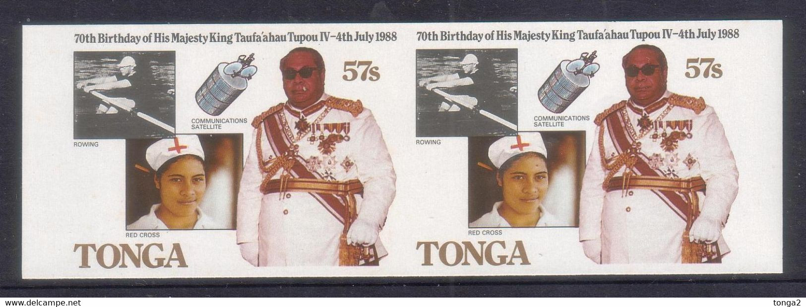 Tonga 1988 -  Imperf Plate Proof Pair - Satellite - Space - Oceania