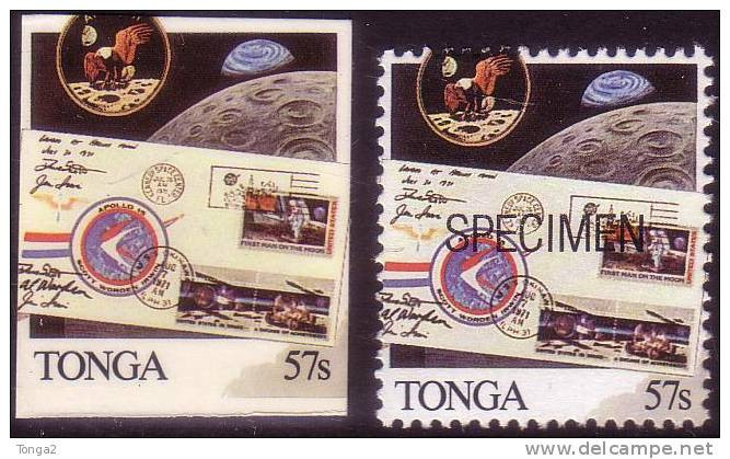 Tonga 1989 - Space - Apollo - Moon Landing - Proof In Color Printed On Card + Specimen - Oceania