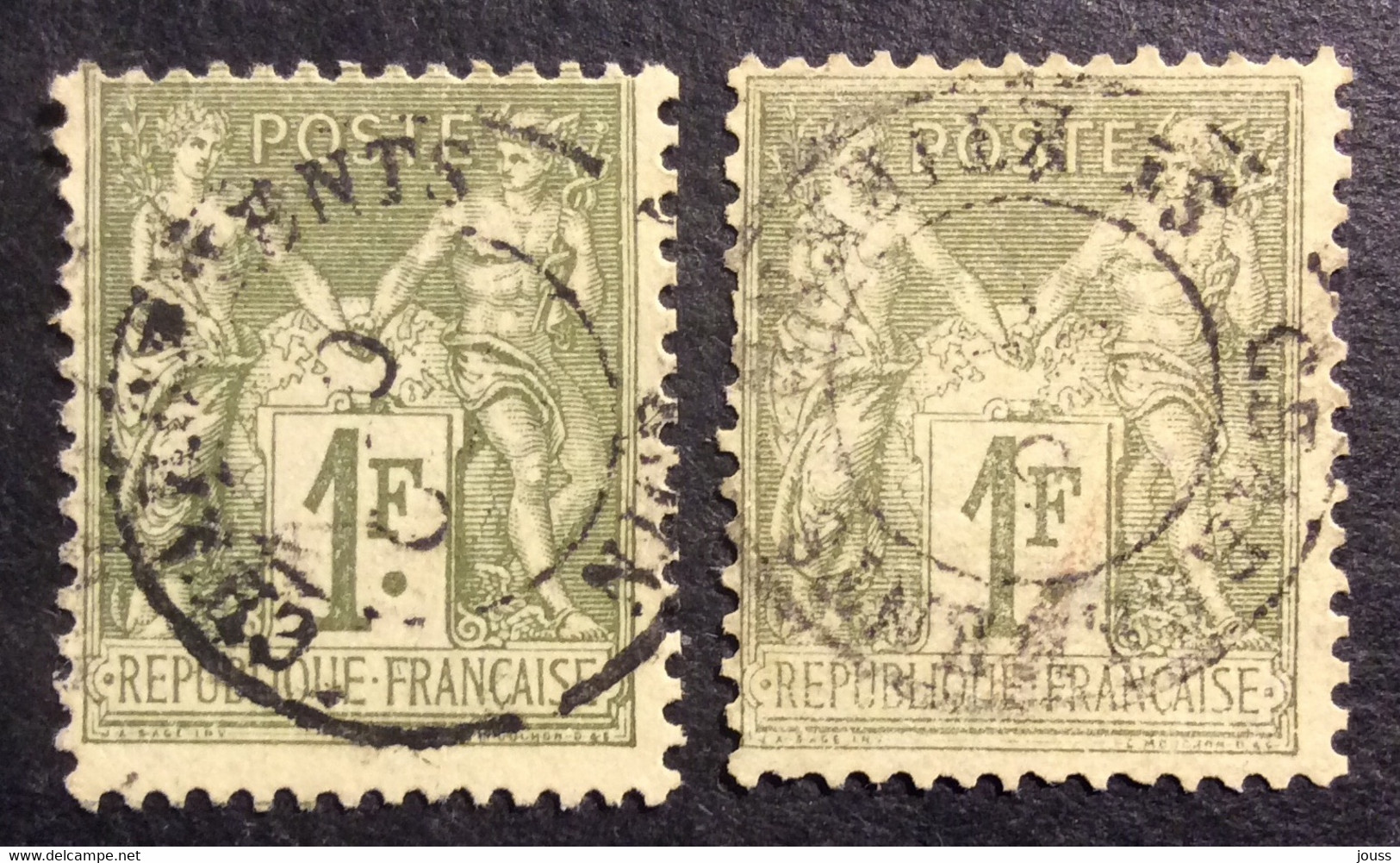 CH41 Chargements Nice + Chargement St Étienne Lot 2 Sage 1F Olive Clair 82 - 1876-1898 Sage (Type II)