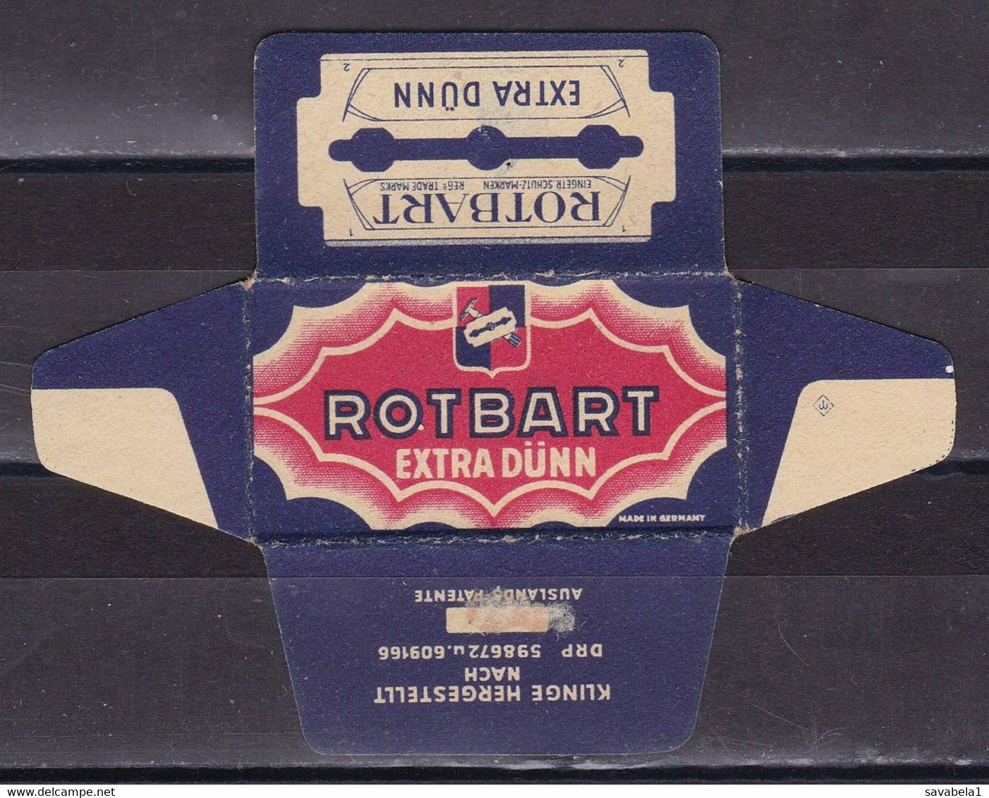 Razor Blades Old Vintage Cover Only Rotbart Extra Dunn Germany - Lames De Rasoir