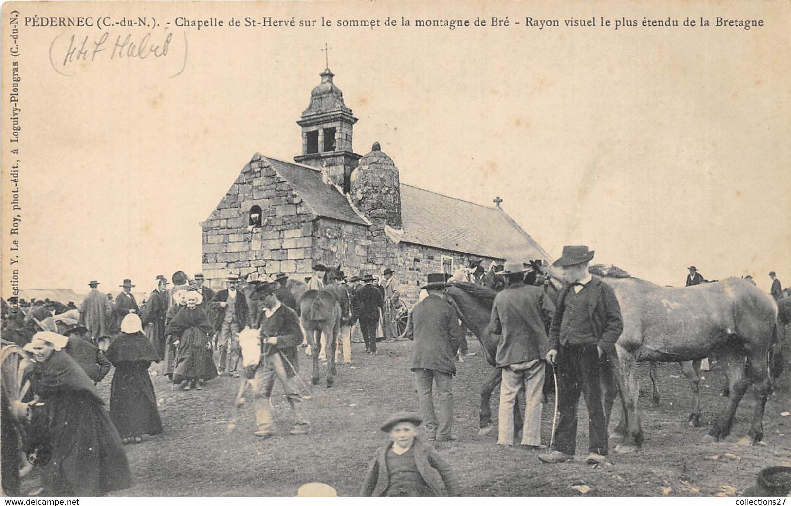 22-PEDERNEC- CHAPELLE DE ST-HERVE SUR LE SOMMET DE LA MONTAGNE DE BRE- RAYON VISUEL LE PLUS ETENDU DE LA BRETAGNE - Altri & Non Classificati