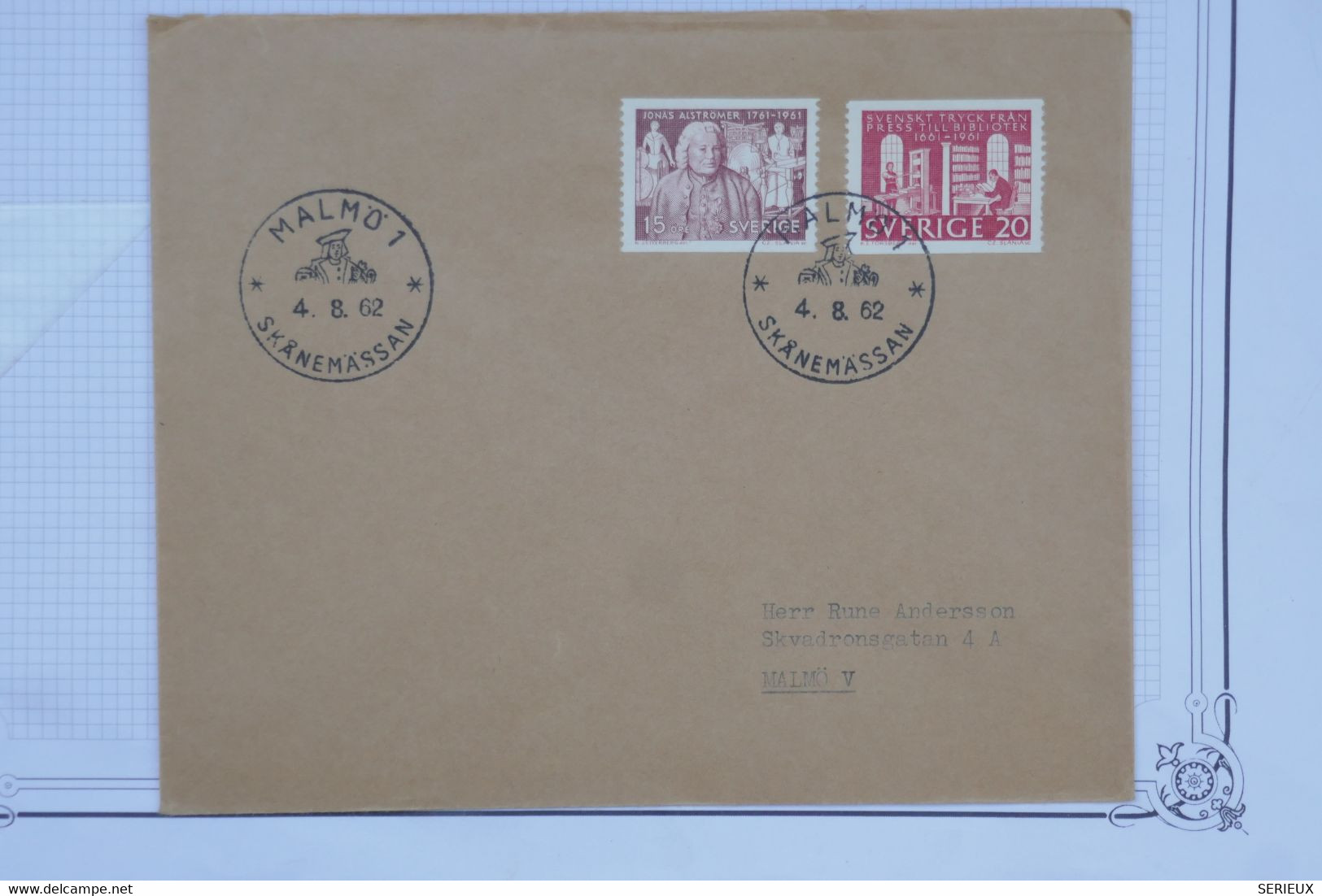 BF7 SUEDE   BELLE LETTRE  1962 MALMO   + + AFFRANCH.INTERESSANT - Storia Postale