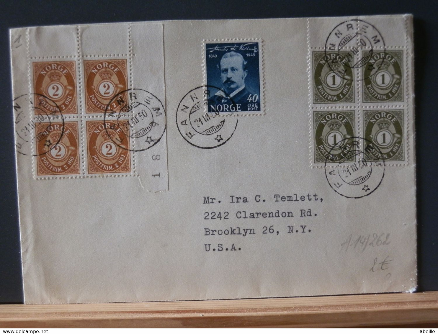 A14/262 LETTRE NORGE POUR USA 1950 - Covers & Documents