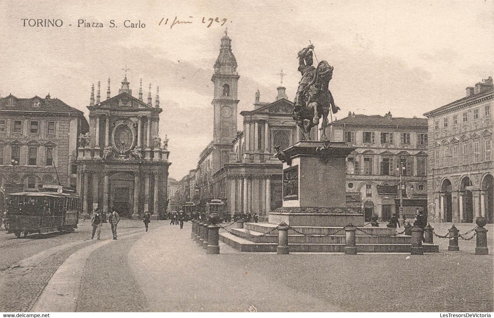 CPA Torino - Piazza S Carlo - Tramway - Animé - Orte & Plätze