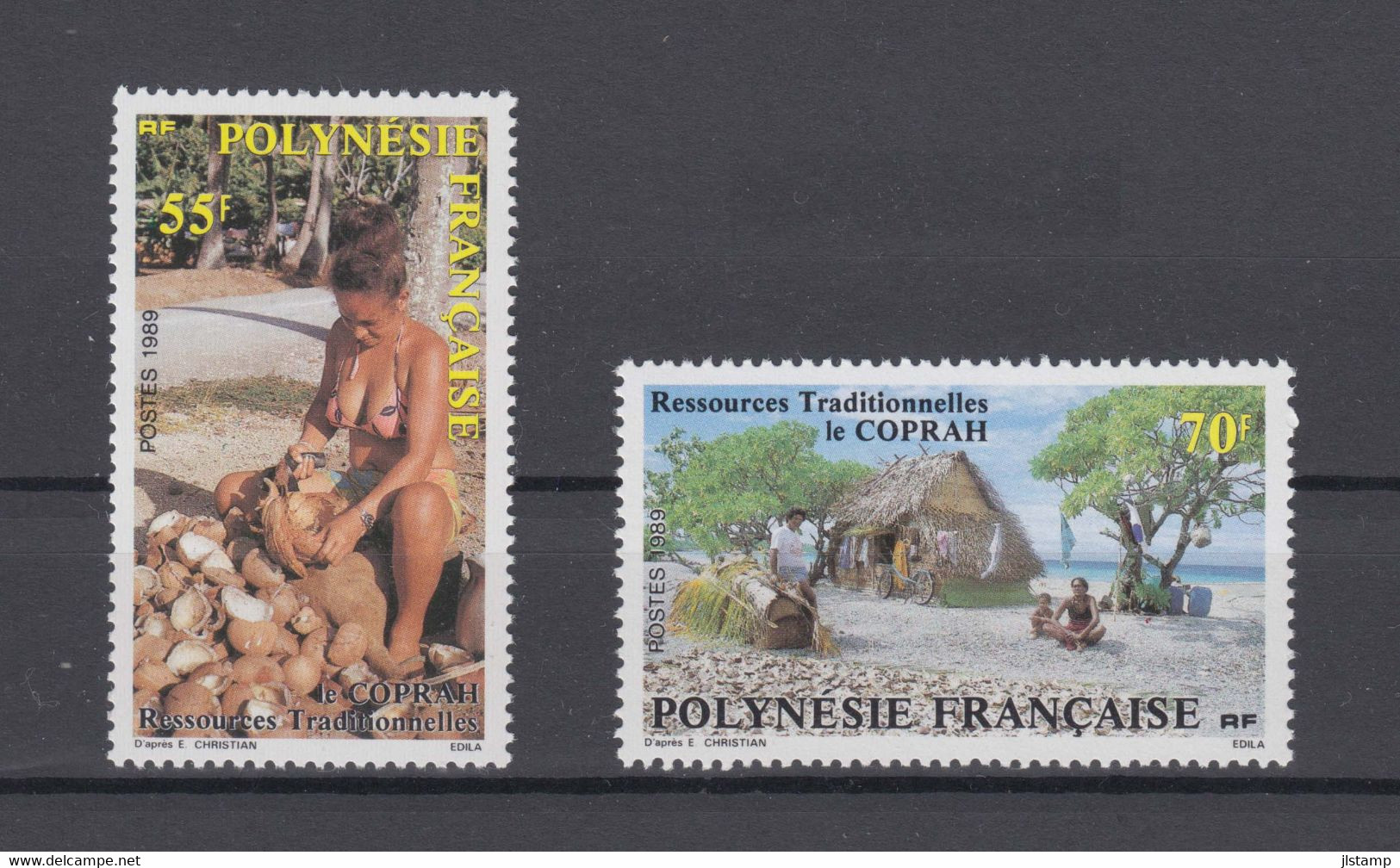 Polynesia Tahiti 1989 Copra Industry Stamp Set ,Scott#505-506,MNH,OG,VF - Tahiti