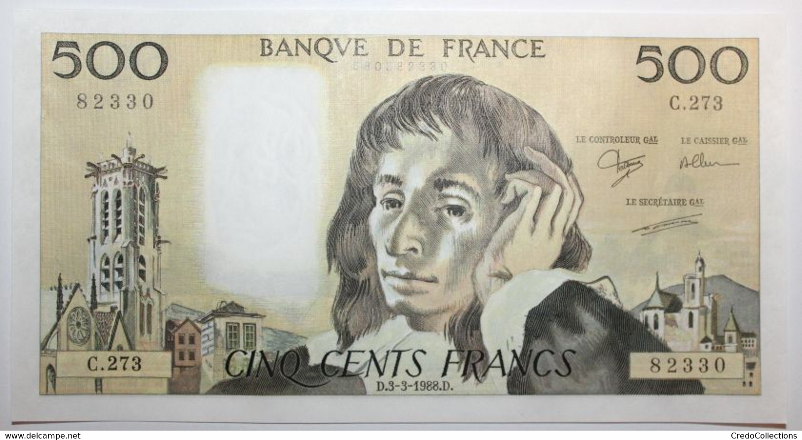 France - 500 Francs - 3-3-1988 - PICK 156g.1 / F71.38 - NEUF (3 billets)