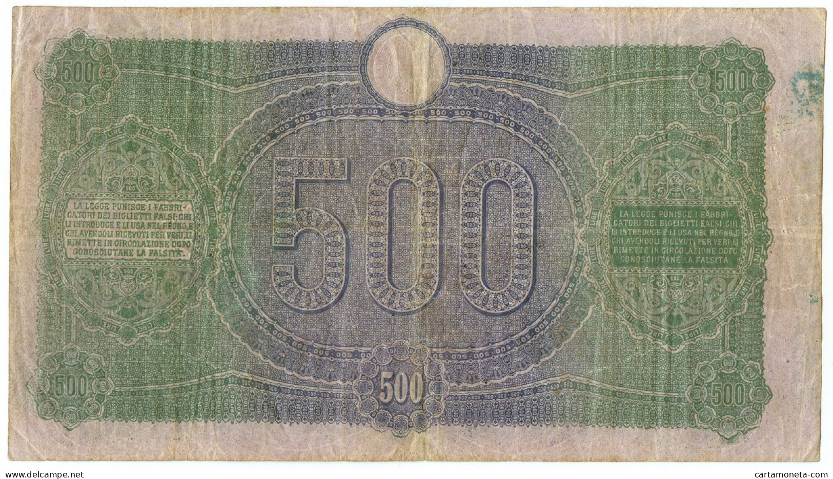 500 LIRE BANCO DI NAPOLI BIGLIETTO AL PORTATORE 29/01/1877 BB - Autres & Non Classés