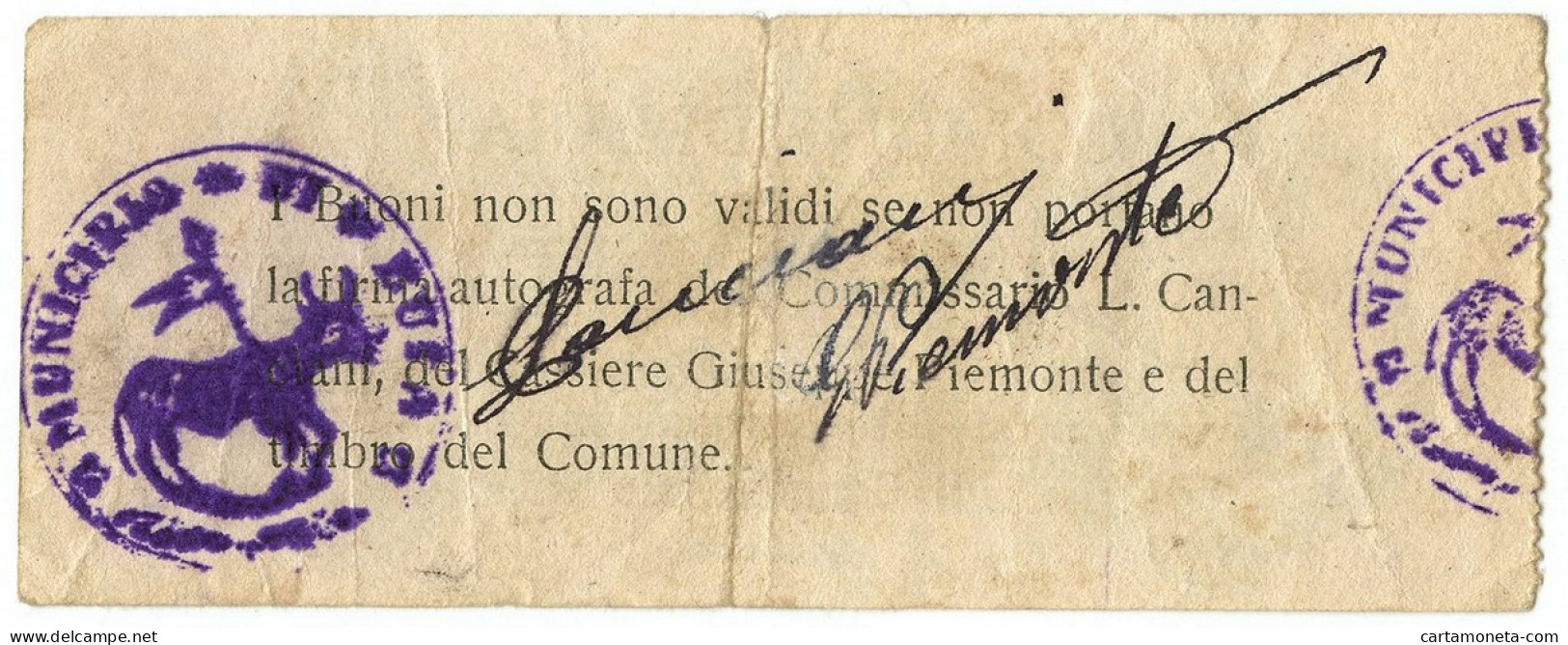 50 CENTESIMI COMUNE DI BUIA BUONO COMUNALE WWI GENNAIO 1918 BB - Other & Unclassified