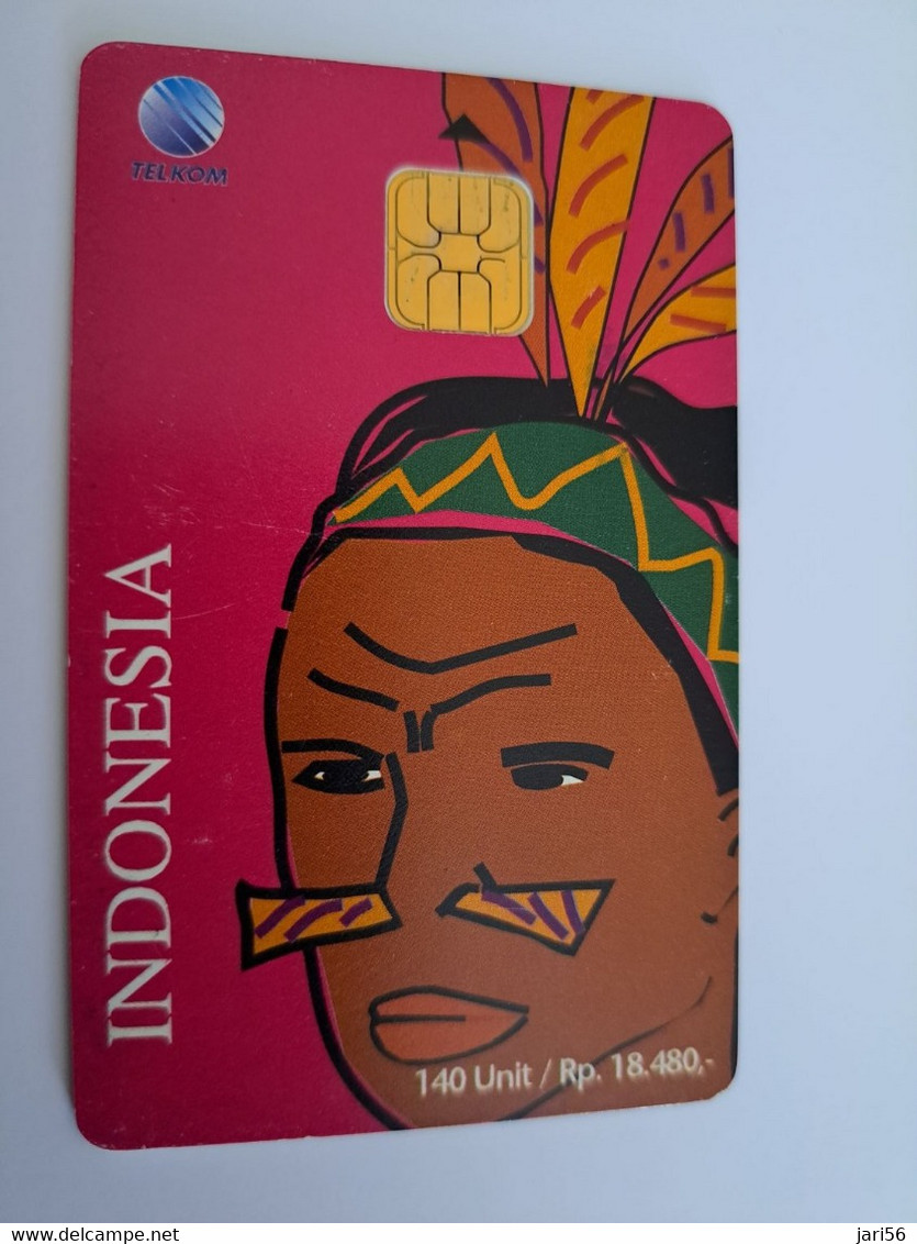 INDONESIA CHIPCARD 140  UNITS  WOMAN/TRADITIONAL      Fine Used Card   **11368 ** - Indonesia