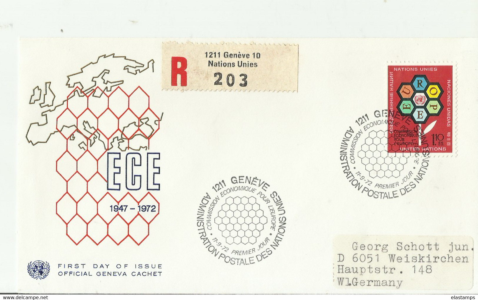 UNO GENF R-CV 1972 - Storia Postale