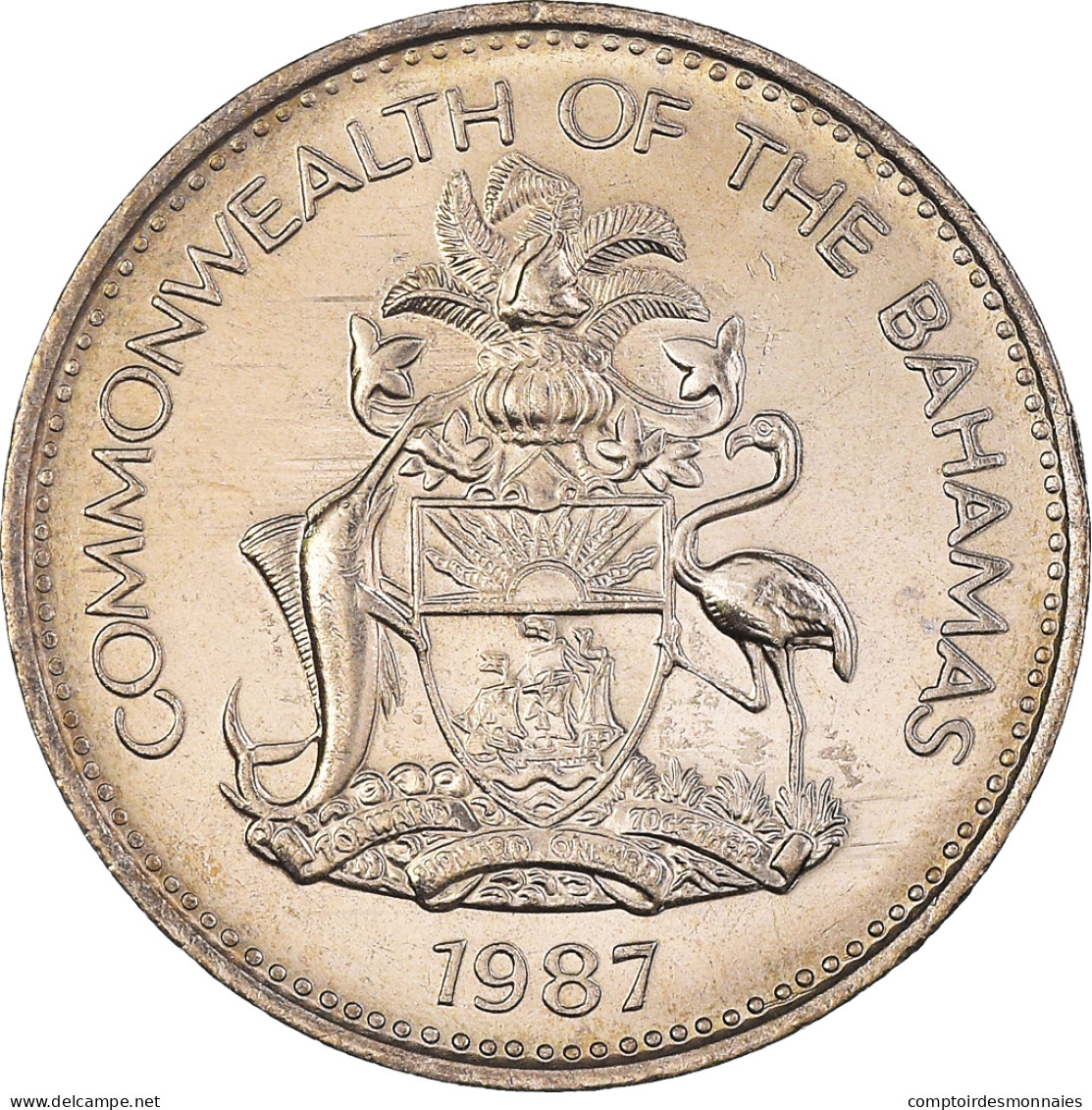 Monnaie, Bahamas, Elizabeth II, 5 Cents, 1987, Franklin Mint, SPL+ - Bahamas