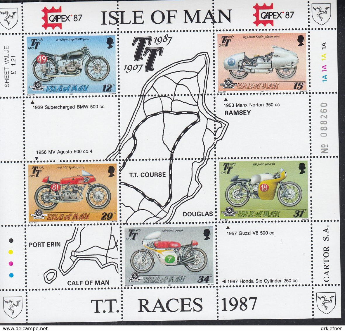 ISLE OF MAN  Block 9, Postfrisch **, Tourist Trophy 1987, Motorrad - Isla De Man