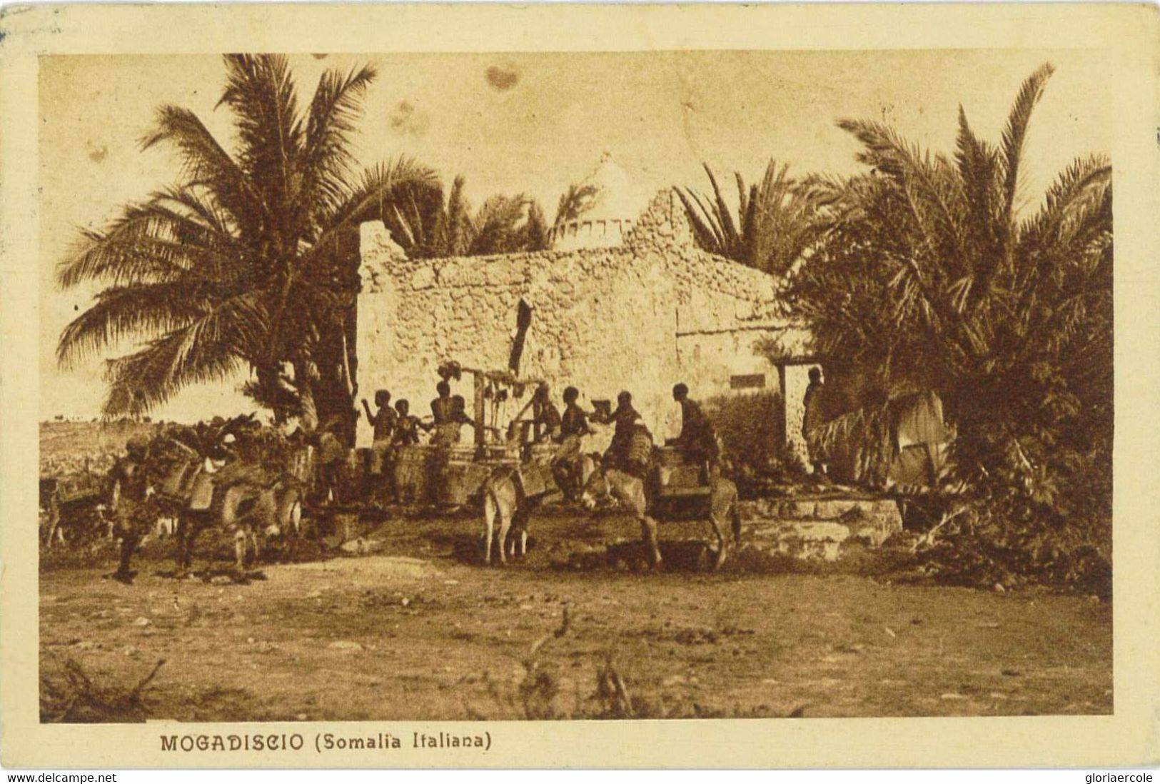 P0297 - SOMALIA - STORIA POSTALE -  Sassone # 77 Su CARTOLINA Da Mogadiscio 1927 - Somalie