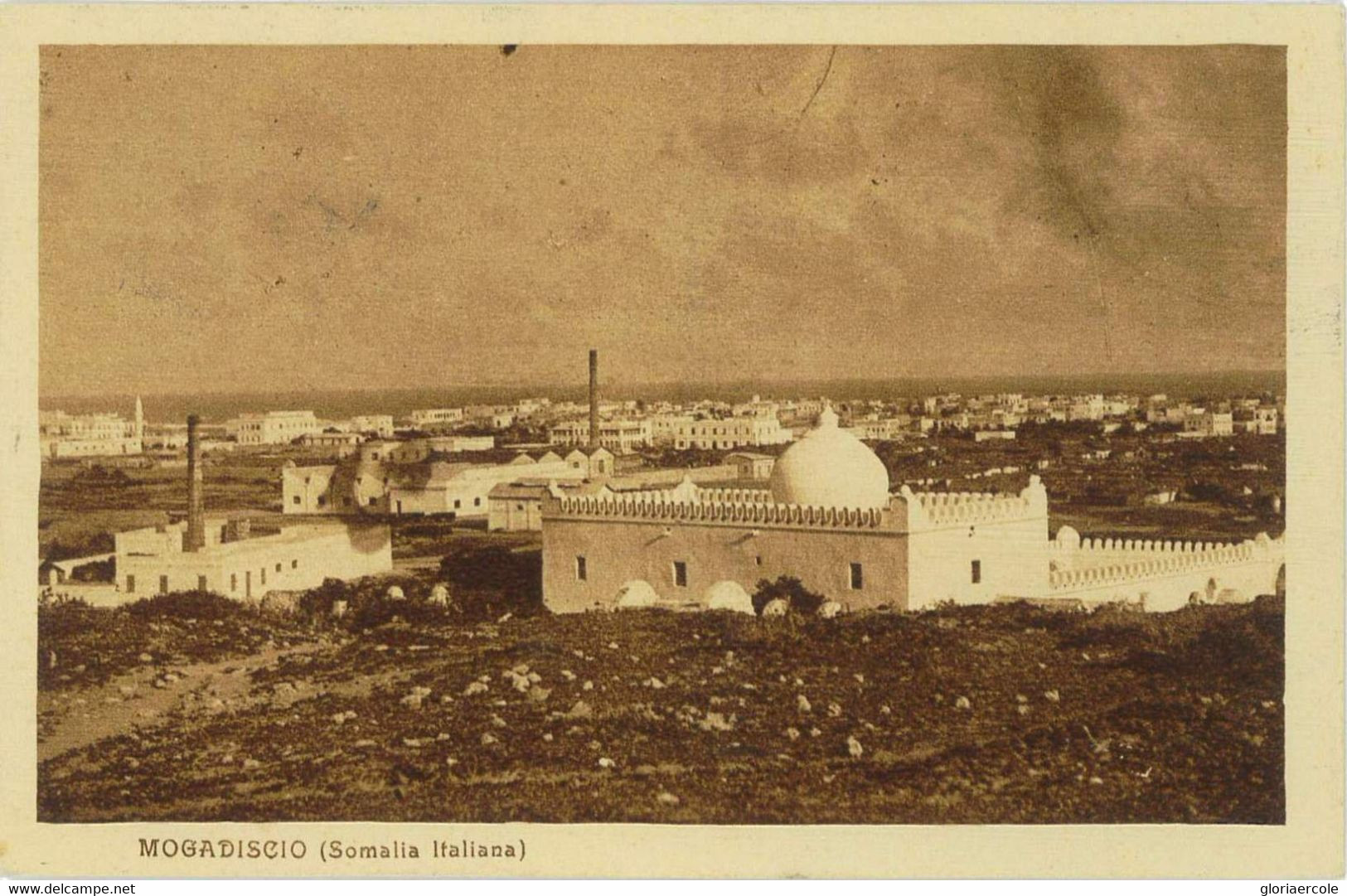 P0298 - SOMALIA - STORIA POSTALE -  Sassone # 77 Su CARTOLINA Da Mogadiscio 1926 - Somalie