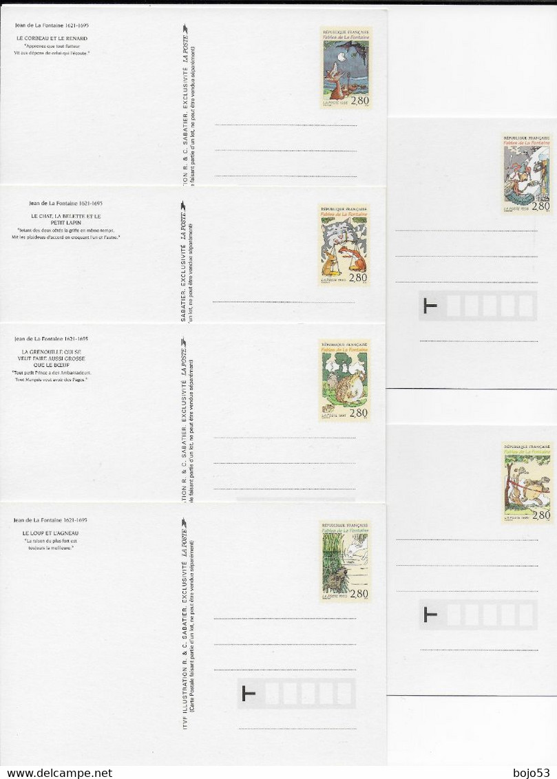 FRANCE  Jean De La FONTAINE : 6 Cartes Postales Prétimbrées Et Illustrées - Lots Et Collections : Entiers Et PAP