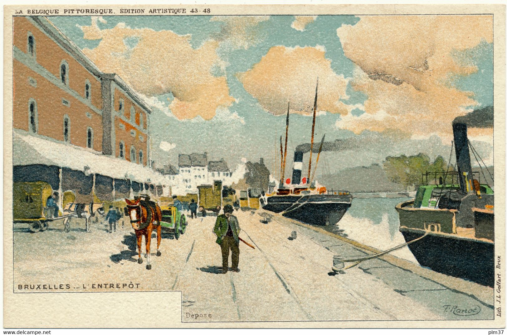 BRUXELLES, L'Entrepôt - Lith. J.L.Goffart, F.Ranot - Transport (sea) - Harbour