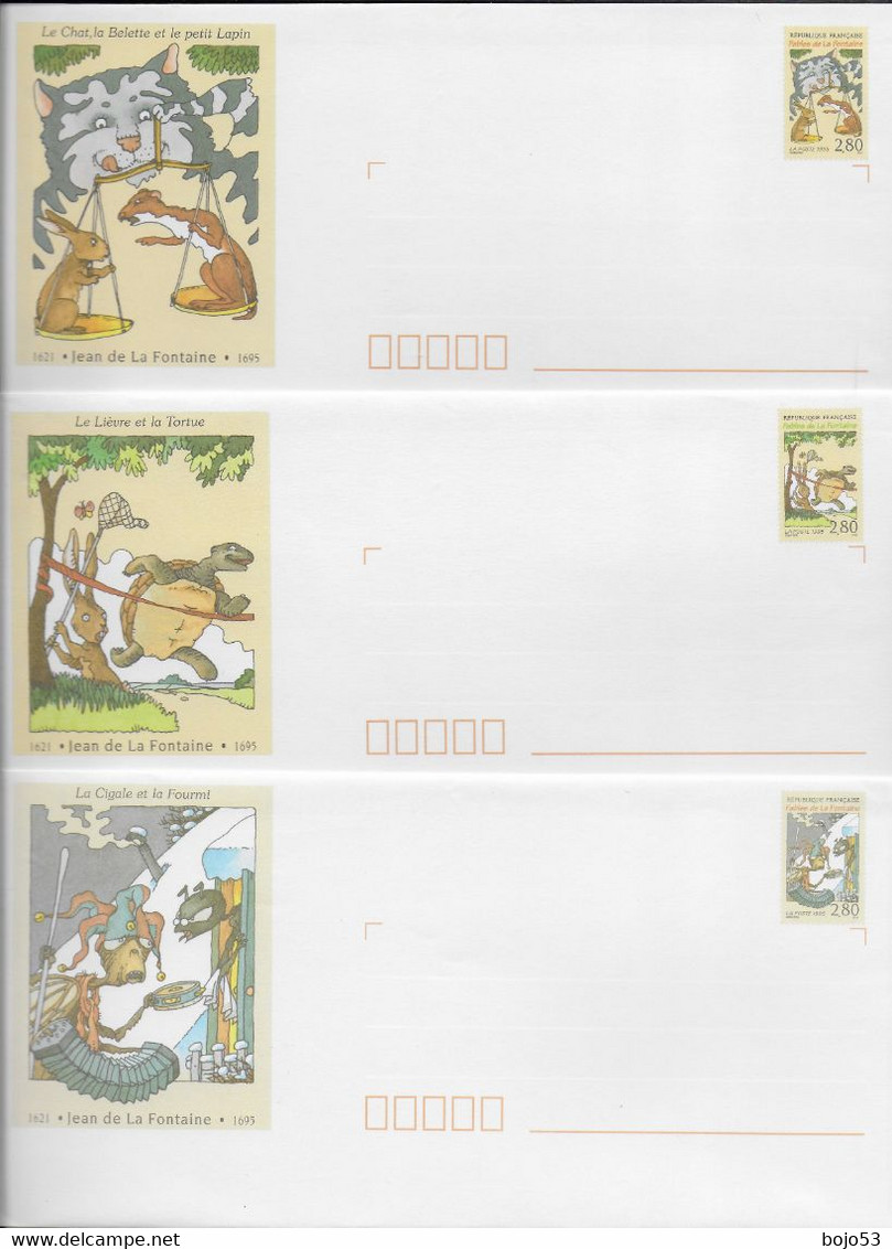 FRANCE  Jean De La FONTAINE : 6 Enveloppes Différentes Prétimbrées Et Illustrées - Konvolute: Ganzsachen & PAP