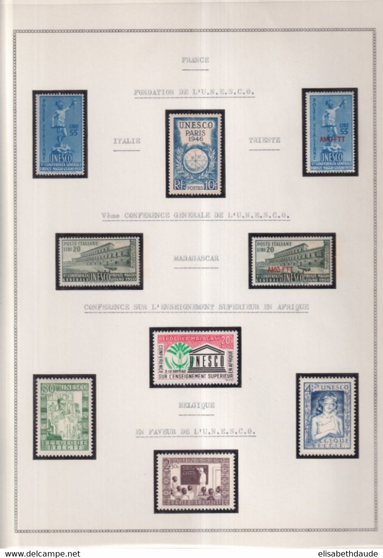 GRANDES SERIES INTERNATIONALES : UNESCO - COLLECTION  Sur 14 FEUILLES ALBUM ! **/* MNH/MLH - - Collections (en Albums)