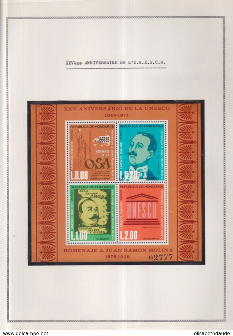 GRANDES SERIES INTERNATIONALES : UNESCO - COLLECTION  sur 14 FEUILLES ALBUM ! **/* MNH/MLH -