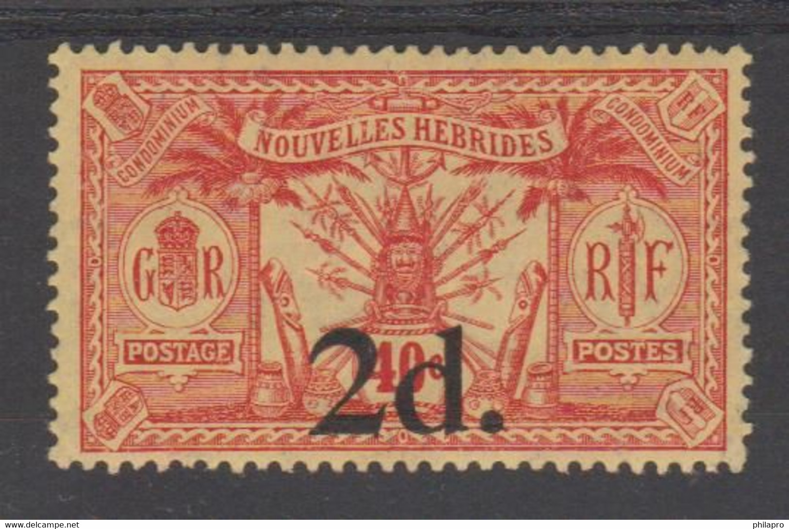 NOUVELLES  HEBRIDES  1911/2   40c Rouge S.jaune  Sans Filigrane  Yvert  N°69  + Signature  RARE   Ref.  R175 - Neufs