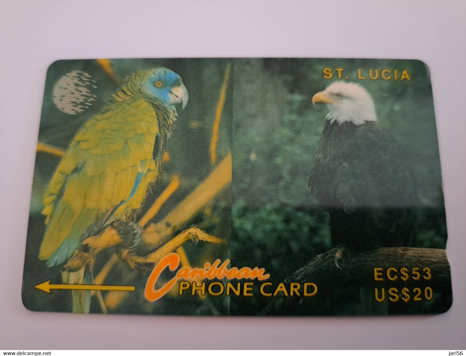 ST LUCIA    $ 53/ US 20  CABLE & WIRELESS  STL-14E  11CSLA    PARROT/EAGLE  Fine Used Card ** 11447** - Santa Lucia