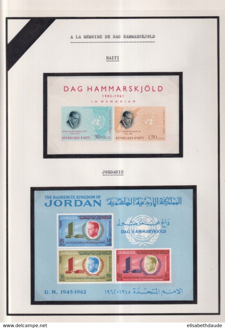 GRANDES SERIES INTERNATIONALES : HOMMAGE à HAMMARSKJOLD - 1962 - 18 FEUILLES d'ALBUM ! **/* MNH/MLH