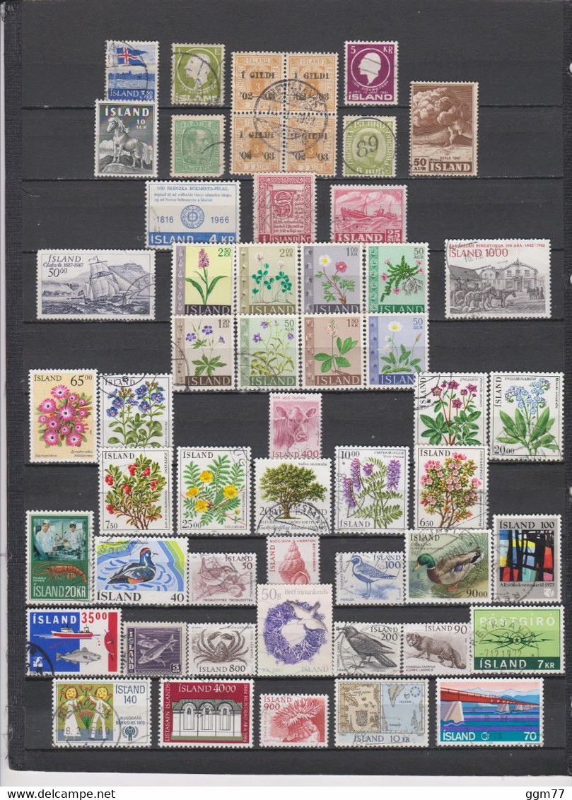 90 TIMBRES ISLANDE OBLITERES & NEUFS**&* + SANS GOMME DE 1902 à 2012  Cote : 99,70 € - Used Stamps