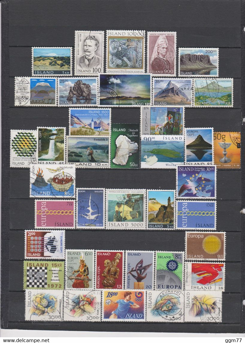 90 TIMBRES ISLANDE OBLITERES & NEUFS**&* + SANS GOMME DE 1902 à 2012  Cote : 99,70 € - Usados