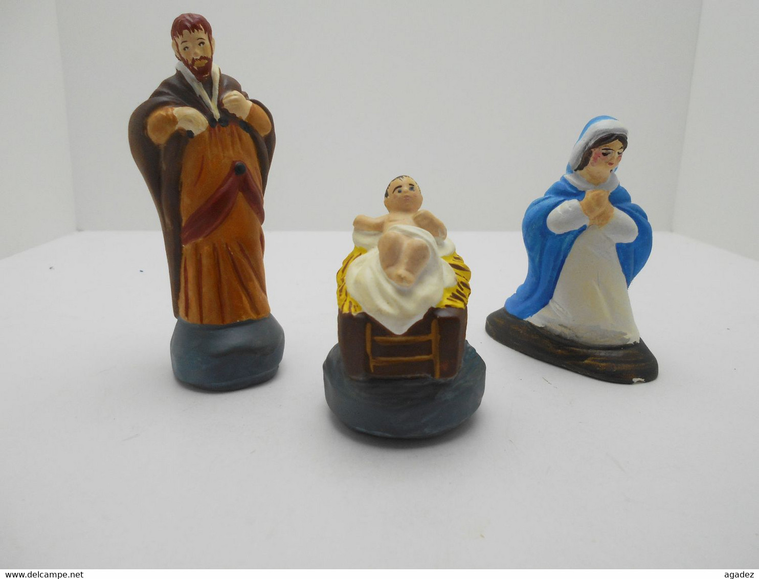 3 Anciens Personnages Pour Crèche De Noël En Plâtre - Altri & Non Classificati