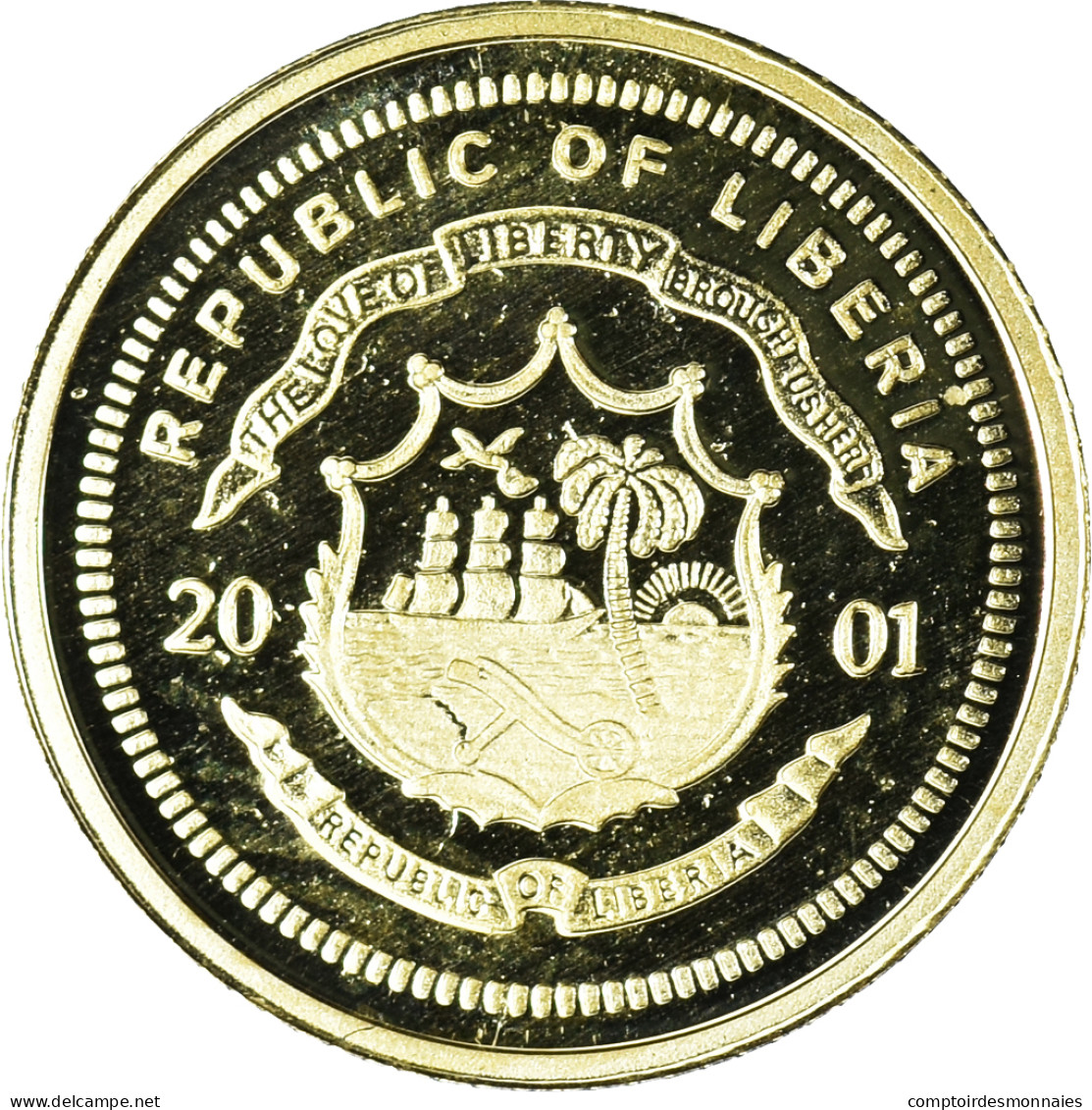 Monnaie, Libéria, Marco Polo, 25 Dollars, 2001, American Mint, FDC, Or - Liberia