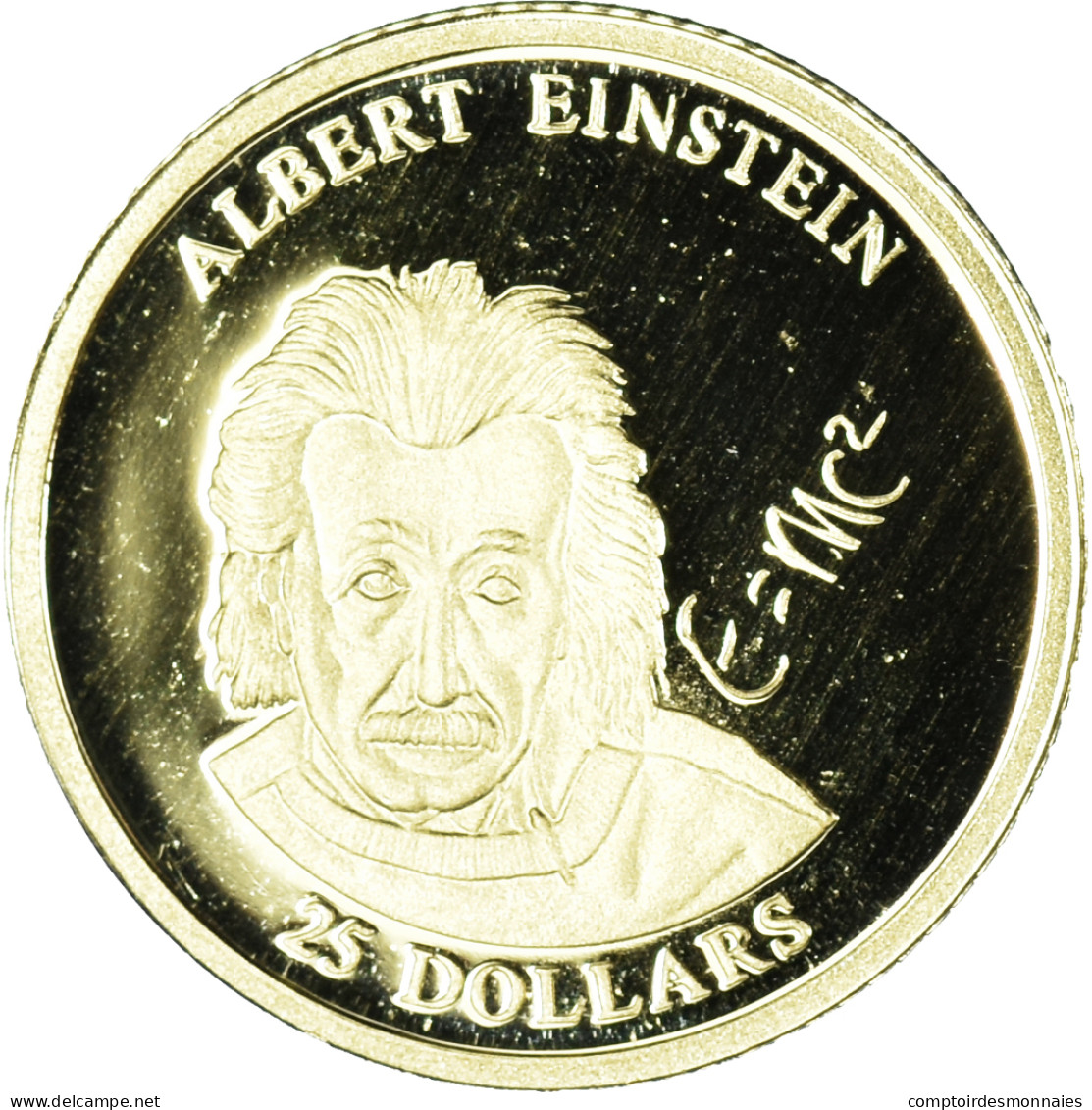 Monnaie, Libéria, Einstein, 25 Dollars, 2001, American Mint, FDC, Or - Liberia